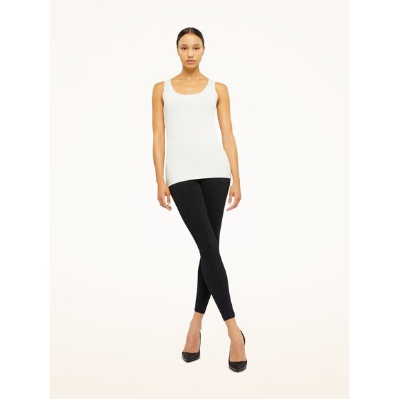 Wolford Aurora Pure Top Size L White Sleeveless Fitted Cut Edges Modal Stretch - Picture 1 of 3